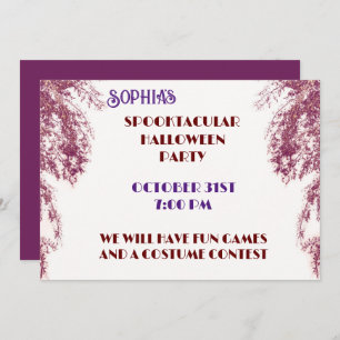 Invitación Elegante Halloween gótico del Árbol Rojo Púrpura