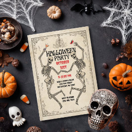 Invitación Elegante Halloween gótico del Skeleton de Baile Vi
