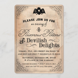 Invitación Elegante Halloween Vintage Devilish Delights Invit