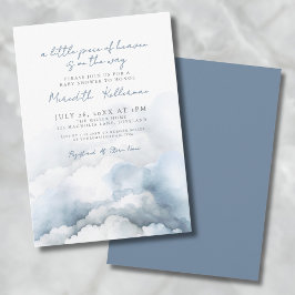 Invitación Elegante Heaven Watercolor Azul Baby Shower