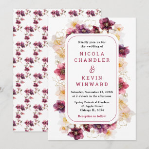 Invitación Elegante Hellebore Floral Burgundy Boda de Inviern