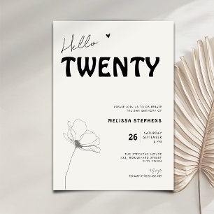 Invitación Elegante Hello Twenty Tipografía Negrita Cumpleaño