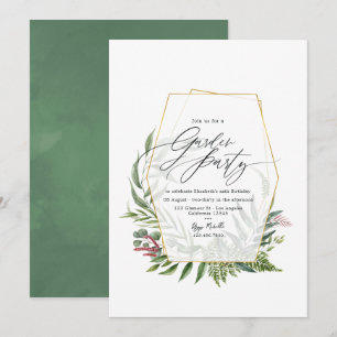 Invitación Elegante Herbario Botánico Jardín de Verdes Fiesta