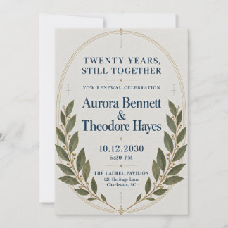 Invitación Elegante Herbarium de Laurel para Renovación de Vo