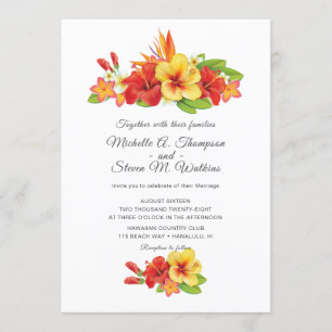 Invitación Elegante Hibisco Floral Tropical Boda