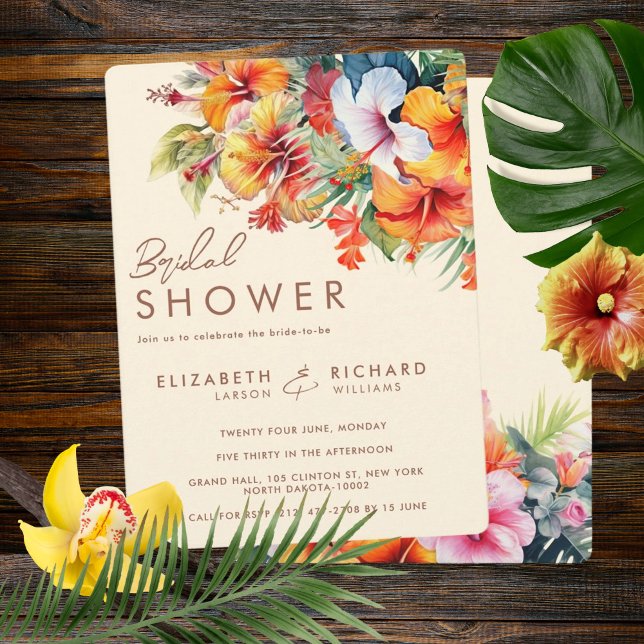 Invitación Elegante Hibiscus Flower Tropical Floral Boda (Subido por el creador)