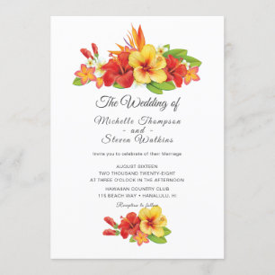 Invitación Elegante Hibiscus Tropical Boda Floral