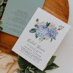 Invitación Elegante hidrangea azul con detalles ducha de novi<br><div class="desc">Esta elegante hortena azul con detalles invitación a la ducha de novia es perfecta para una ducha de boda en primavera o verano. El diseño floral clásico presenta hidrangeas de color azul en polvo suave acentuadas con flores rosas neutras y hojas verdes. Hay mucho espacio en la parte trasera de...</div>