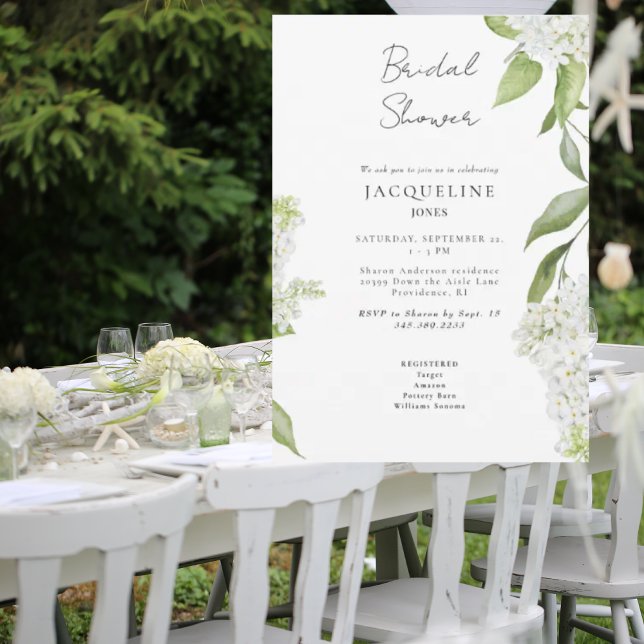 Invitación Elegante hidrangea blanca ducha de novia (Subido por el creador)