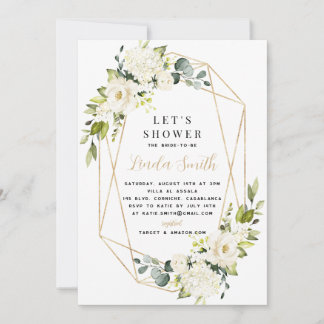 Invitación Elegante hidrangea blanca ducha de novia