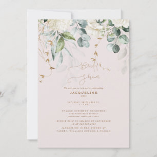 Invitación Elegante hidrangea blanca Rubor Bridal Shower
