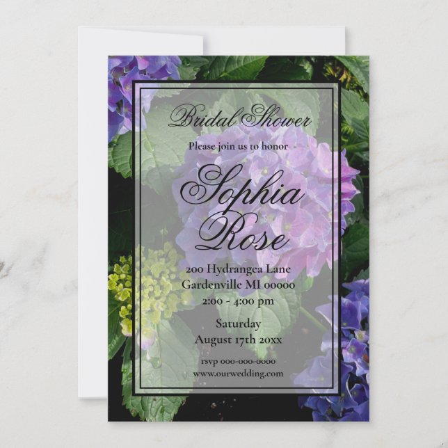 Invitación Elegante hidrato rosa púrpura floral hidrangea duc (Anverso)