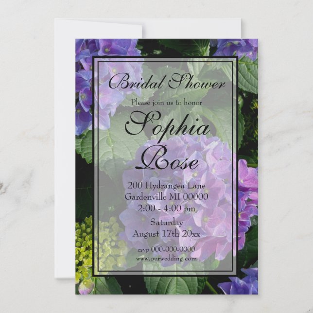 Invitación Elegante hidrato rosa púrpura floral hidrangea duc (Anverso)