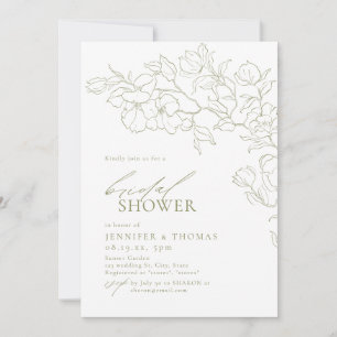 Invitación Elegante hilo floral de la mano sage verde de la d