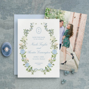 Invitación Elegante hipoglucemia azul Monograma Guardar la fe