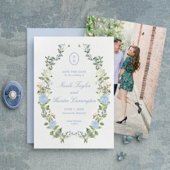 Invitación Elegante hipoglucemia azul Monograma Guardar la fe (Subido por el creador)