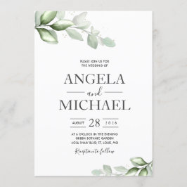 Invitación Elegante hoja boho de eucalipto acuarela