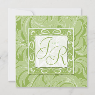 Invitación Elegante hoja de bodas color verde lima floral