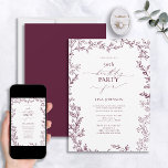 Invitación Elegante Hoja Moderna Borgoña 50 cumpleaños<br><div class="desc">Celebra un hito especial con nuestra elegante invitación a los 50 años en la Leña Moderna de Borgoña. Esta bonita y sofisticada invitación le da una sensación de gracia y clase, perfecta para los 5-0. En un clásico color burdeos bellamente acentuado por un borde de hojas a mano, seguro que...</div>