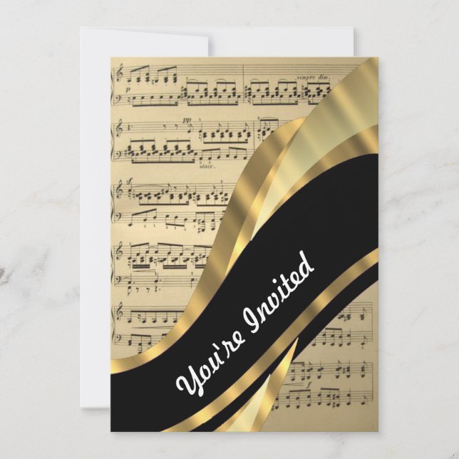 Invitación Elegante hoja musical (Anverso)