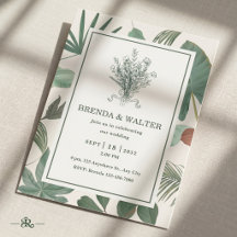 Elegante hojas de verde botánico Sketch