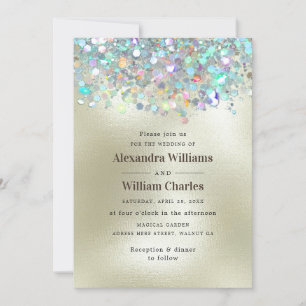 Invitación Elegante Holográfico Sparkly Purpurina oro moderno