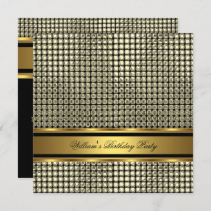 Invitación Elegante hombre de la fiesta de cumpleaños de oro