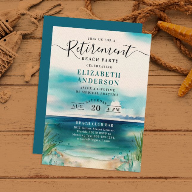 Invitación Elegante Hombres O Mujeres Retirada De Playa acuar (Subido por el creador)