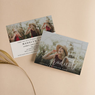 Invitación Elegante Horizontal Cuatro Foto Graduación Invi 20