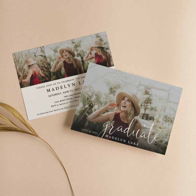 Invitación Elegante Horizontal Cuatro Foto Graduación Invi 20 (Subido por el creador)