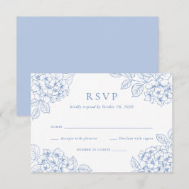 Invitación Elegante Hortensia Azul Floral RSVP de Boda