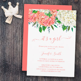 Invitación Elegante Hortensia Botánica Chica Baby Shower