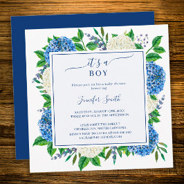 Invitación Elegante Hortensia Floral Es Un Niño Baby Shower