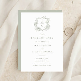 Invitación Elegante Hortensia Verde Floral Save the Date