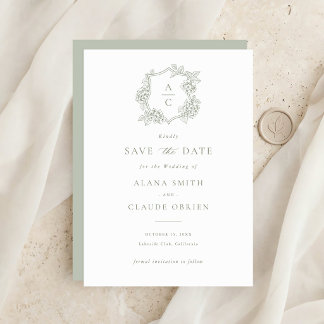 Invitación Elegante Hortensia Verde Floral Save the Date
