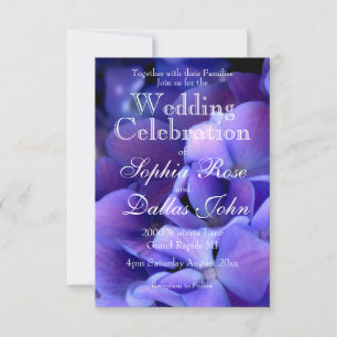 Invitación Elegante hortensias azul violeta de flores moradas