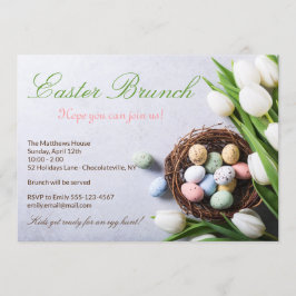 Invitación Elegante Huevos Florales de Brunch de Pascua