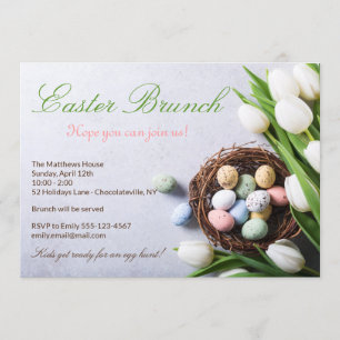 Invitación Elegante Huevos Florales de Brunch de Pascua