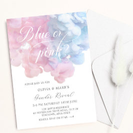 Invitación Elegante humo azul y rosa revelación de género del