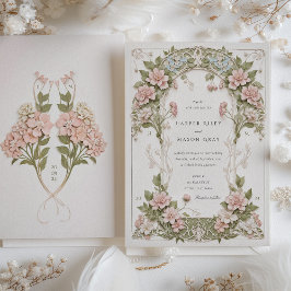 Invitación Elegante Hydrangea Art Nouveau Boda