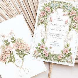 Invitación Elegante Hydrangea Art Nouveau Boda