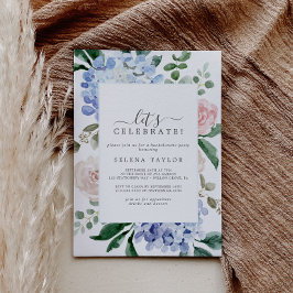 Invitación Elegante Hydrangea Azul | Blancos Celebremos