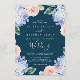 Invitación Elegante Hydrangea Azul | Boda de la Marina