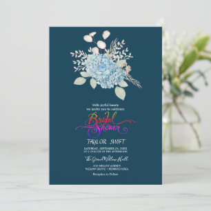 Invitación Elegante Hydrangea Azul   Ducha nupcial de la Mari