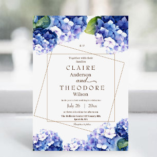 Invitación Elegante Hydrangea Azul Hermoso Boda Floral