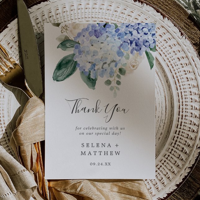 Invitación Elegante Hydrangea Azul Imprescindible Gracias (Subido por el creador)
