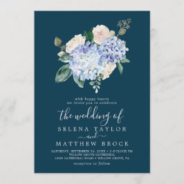 Invitación Elegante Hydrangea Azul | Naval El Boda de