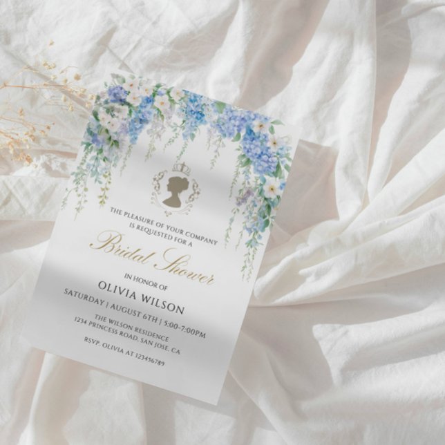 Invitación Elegante Hydrangea Azul y ducha de novia rosa blan (Subido por el creador)