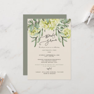 Invitación Elegante Hydrangea Beige & Sage Bridal Shower