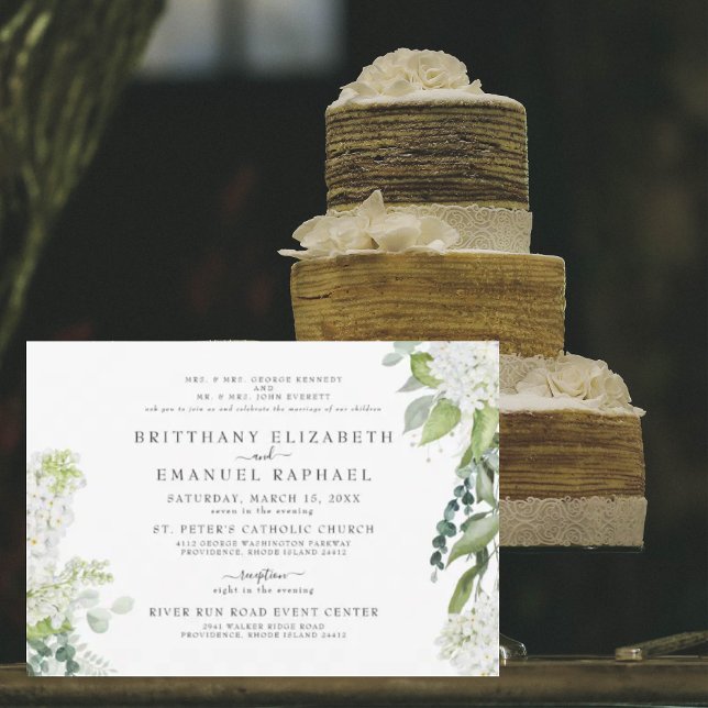 Invitación Elegante Hydrangea Blanca Ambos Padres Boda (Subido por el creador)